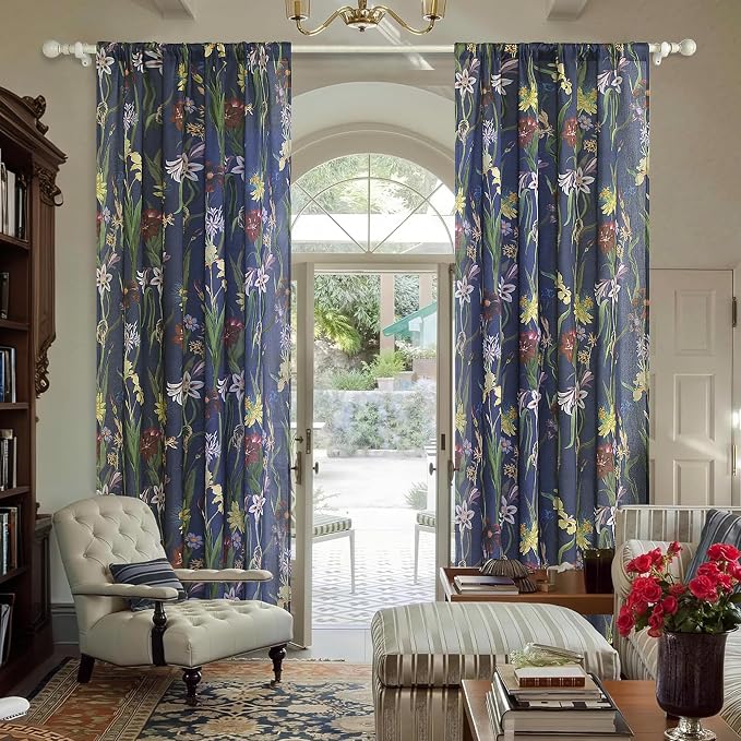 Schweek Navy Blue 84 Inches Length Boho Curtains 2 Panels - Image 2