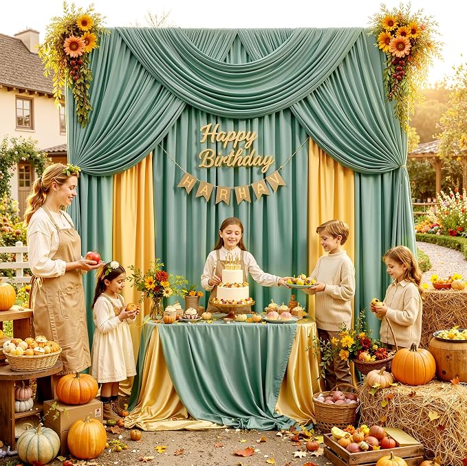 10ft x 15ft Grayish Green Backdrop Curtains by CO-AVE