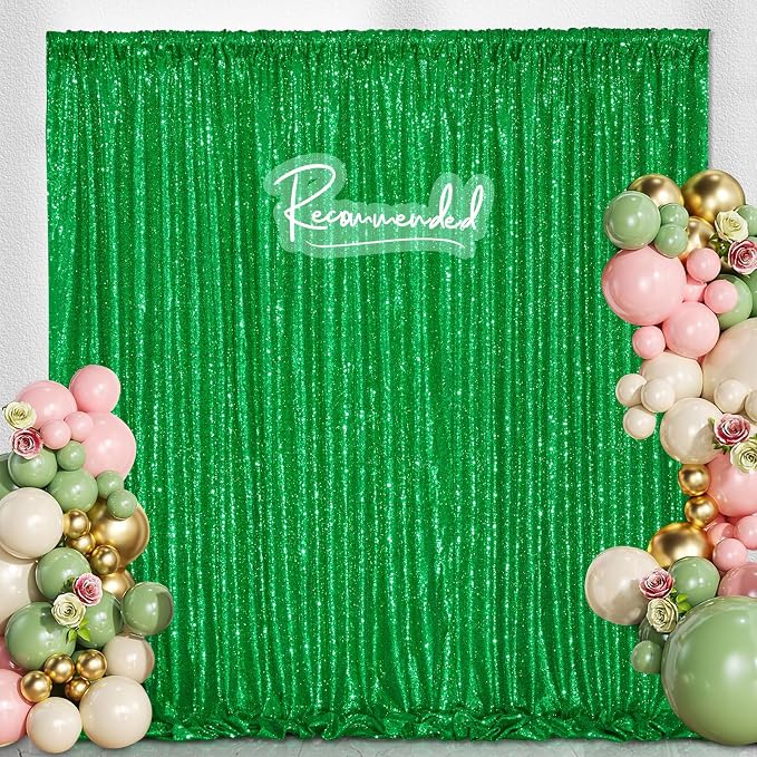 Green Sequin Backdrop Curtains-2 Panels 4FTx8FT Green Backdrop - Image 4