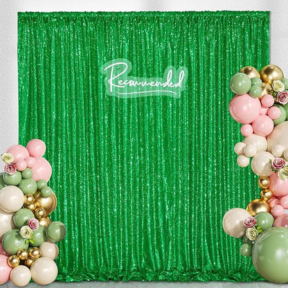 Green Sequin Backdrop Curtains-2 Panels 4FTx8FT Green Backdrop - Image 4