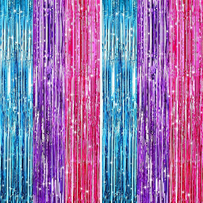 2Pack Blue Purple Pink Party Streamers, Photo Booth Props by GCBPartyDecorations