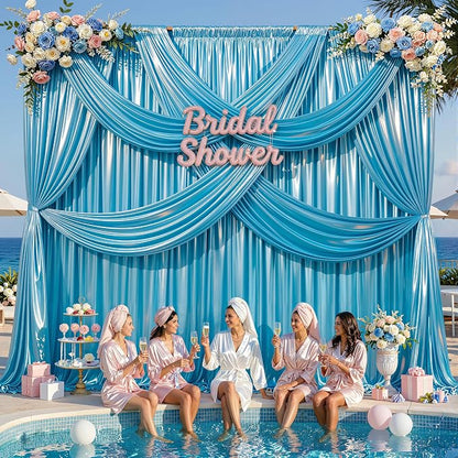30x10ft Sky Blue Glitter Backdrop Curtain - Image 8