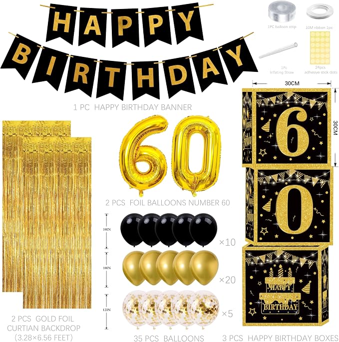Gold 60th birthday decorations for men - Image 2