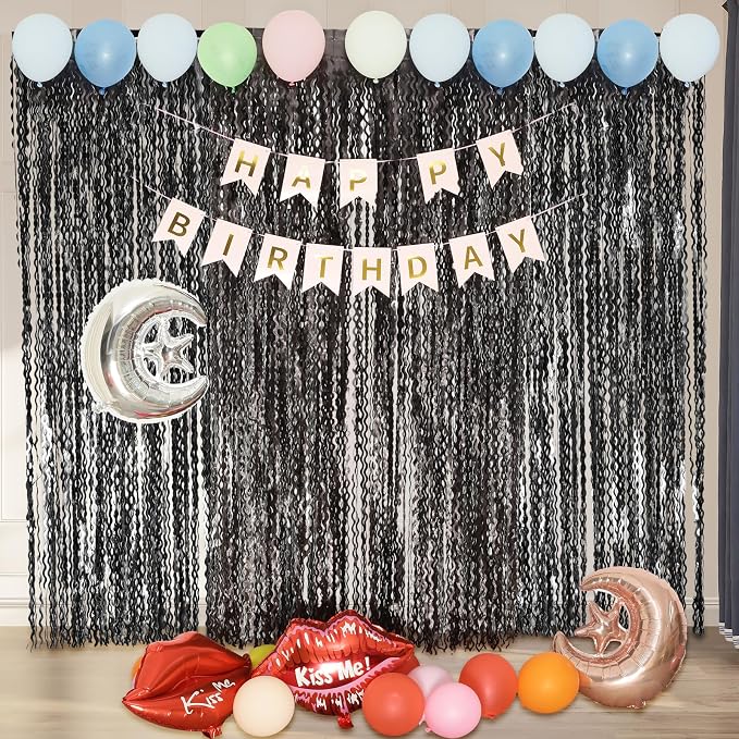 Black Foil Fringe Curtains Party Decorations - Image 5
