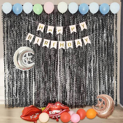 Black Foil Fringe Curtains Party Decorations - Image 5