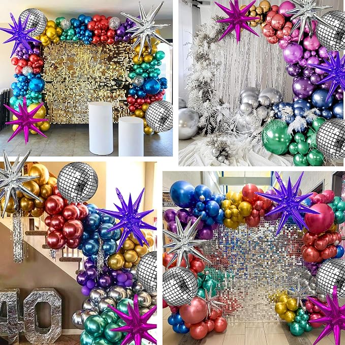 161pcs Shiny Chrome Balloon Garland Arch Kit Retro Disco Dance Party Decorations - Image 6