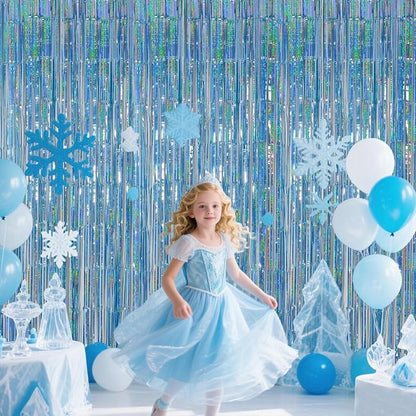 Light Blue Metallic Streamer Backdrop - Image 3