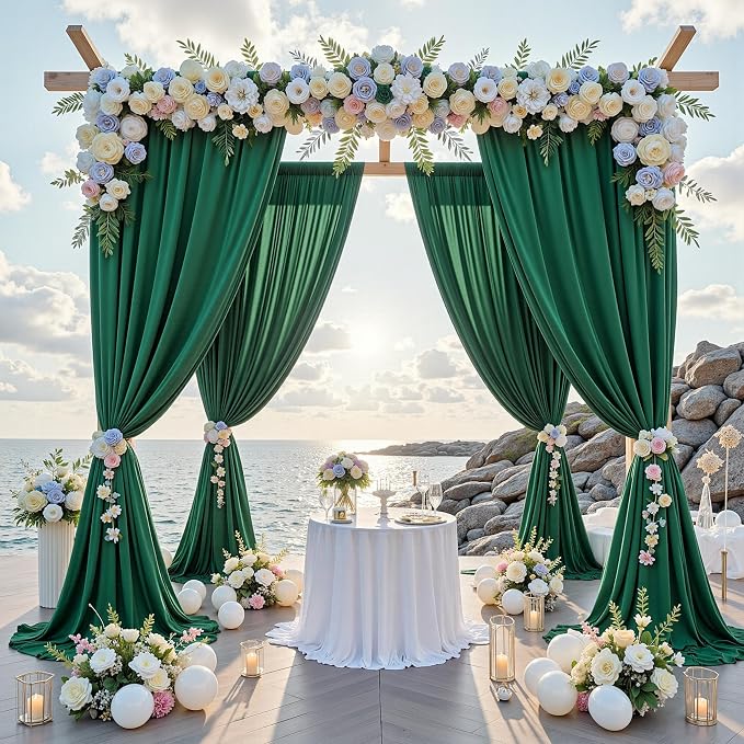 40 ft x 10 ft Wrinkle Free Hunter Green Backdrop Curtain - Image 2