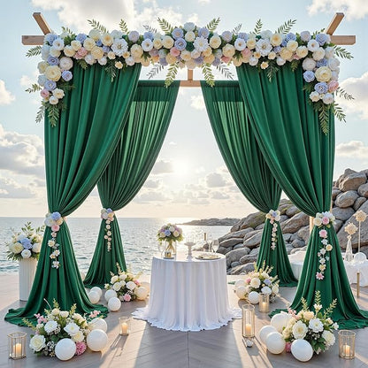 50 ft x 10 ft Wrinkle Free Hunter Green Backdrop Curtain - Image 2