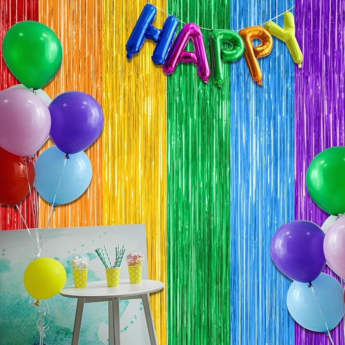 ZATAYE 8 Pack Rainbow Kindergarten Foil Curtain Streamer Decorations | Rainbow - Image 7