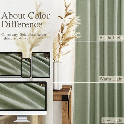 Light Sage Linen Curtains 84 Inch Length 2 Panels Set - Image 3