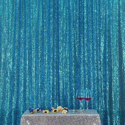 Poise3EHome 6FT x 8FT Turquoise Sequin Photography Backdrop Curtain by Poise3EHome