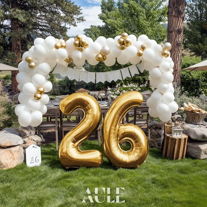 AULE 40 Inch Gold 26 Balloon Number Foil 0-9 Birthday Big Numbers | Birthday - Image 2