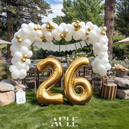 AULE 40 Inch Gold 26 Balloon Number Foil 0-9 Birthday Big Numbers | Birthday - Image 2
