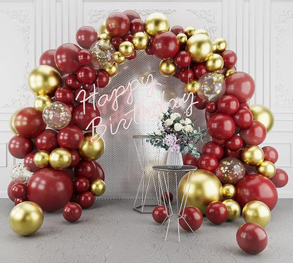 Burgundy Gold Balloons Arch Garland Kit-123Pcs Metallic Confetti Balloons by AooxpokBalloon