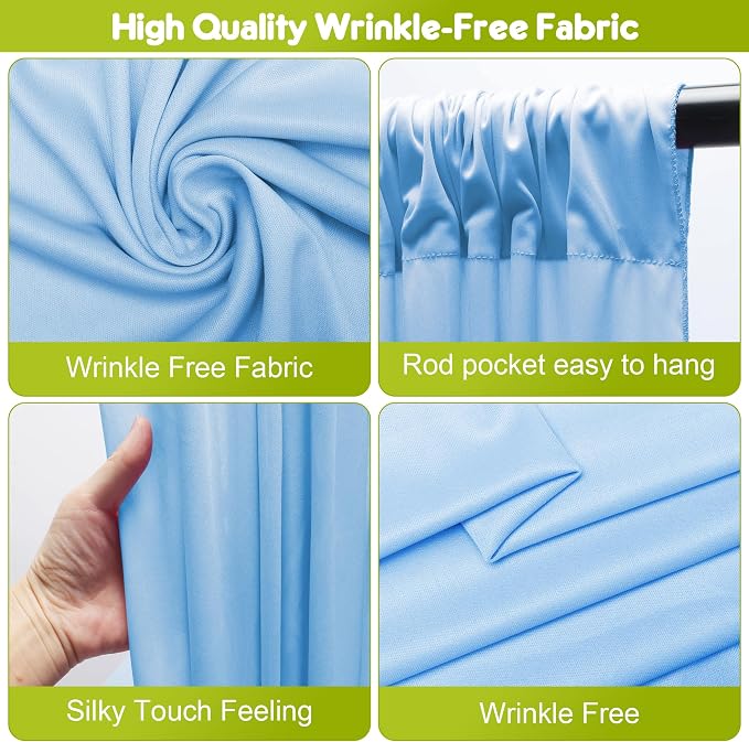 Blue Backdrop Curtain for Wedding Parties Backdrop Drapes 10x8FT | Wrinkle Free - Image 3