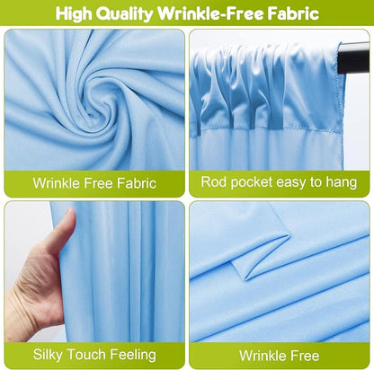 Blue Backdrop Curtain for Wedding Parties Backdrop Drapes 10x10FT | Wrinkle - Image 4