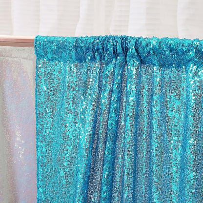 Poise3EHome 6FT x 8FT Turquoise Sequin Photography Backdrop Curtain - Image 4