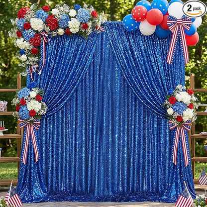 Royal Blue Sequin Backdrop Curtain Panels by QueenDream