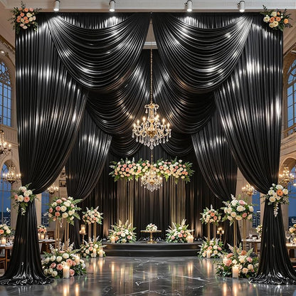 40x10ft Black Glitter Backdrop Curtain - Image 3