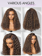 LUVME HAIR 7x6 HD Lace All-Day Comfort Wig PartingMax Lace Wigs Water Wave Curly Lace Front Wigs Human Hair Pre Cut Plucked Lace Frontal Glueless 18 Inches Hlighlight Color