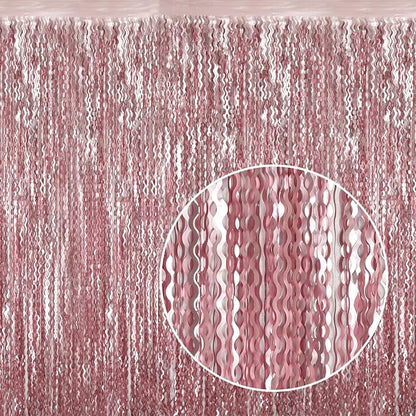 4 Pack 3.3x6.6ft Pink Tinsel Curtain Party Backdrop - Image 2