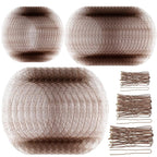 Teenitor Hair Nets For Buns, 3 Sizes Hair Bun Nets For Ballet Girls(12, 20, 28 Inch), 80pcs U Shape Bobby Pins and 40pcs Hairnets For Dance Buns Maker, Tan Brown