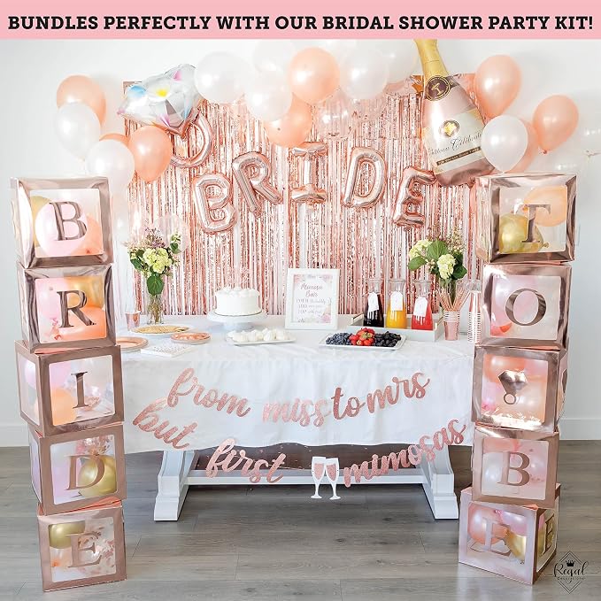 96 PC Bridal Shower Decorations Balloon Boxes Rose Gold - Image 6