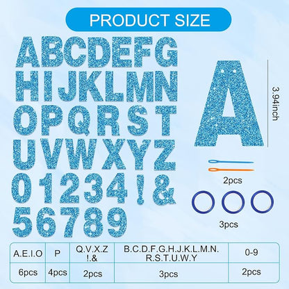 BEISHIDA Glitter Sky Blue 116 PCS A-Z DIY Letter Custom Banner Party Decor | - Image 3