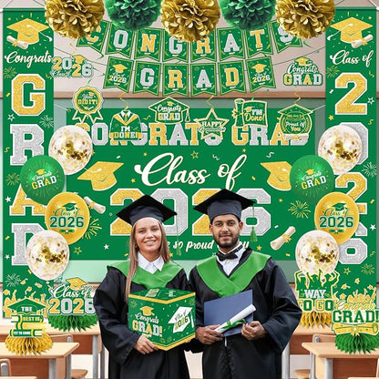 Graduation Decorations Class of 2026 Green and Gold Graduation Decorations - Image 2