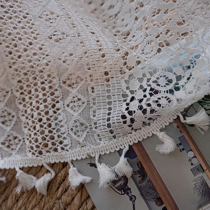 Sutuo Home Boho Sheer Curtain Valance Crochet Lace - Image 5