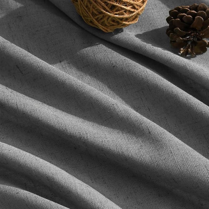 Blazer Grey Curtain Linen Blend Light Filtering Back Tab Curtains 108 Inches - Image 5