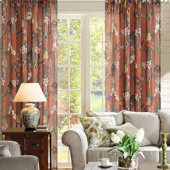 Schweek Burnt Orange Boho Curtain 96 Inches Length 2 Panels - Image 8