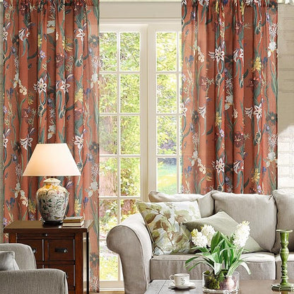 Schweek Terracotta Boho Curtains 63 Inch Long 2 Panels Drapes - Image 2