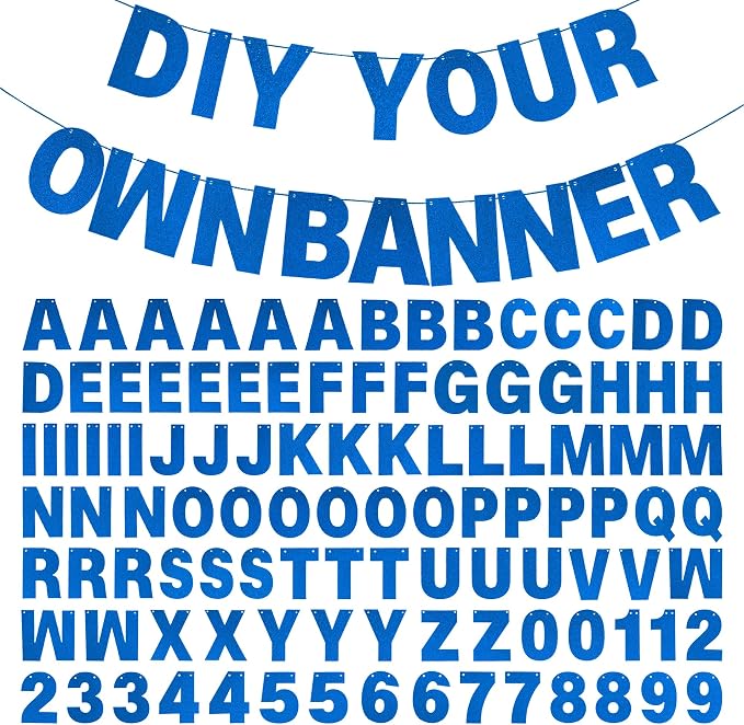 DIY Banner Kit with Letters Glitter Banner Letters Customizable Birthday by mifengda