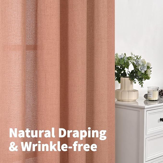 YoungsTex Terracotta Linen Curtains 102 Inch Length - Image 5