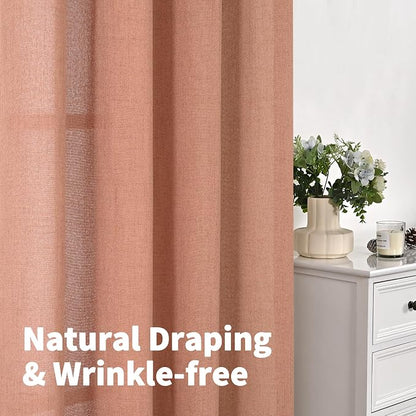 YoungsTex Terracotta Linen Curtains 48 Inch Length - Image 7