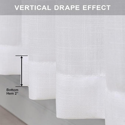 White Linen Curtains 63 Inch Length - Image 6