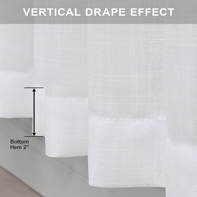Pitalk White Linen Curtains 95 Inches Long 2 Panel Set - Image 6
