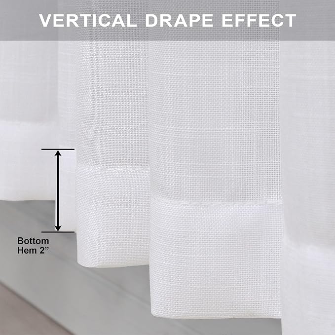 Pitalk White Linen Curtains 92 Inch Length 2 Panel - Image 6