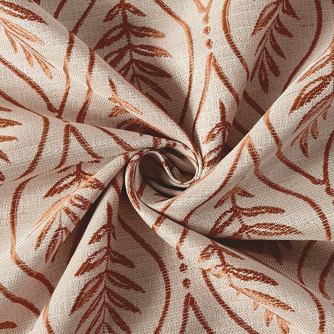 BGment Terracotta Leaf Jacquard Curtains 72 Inches Long - Image 7