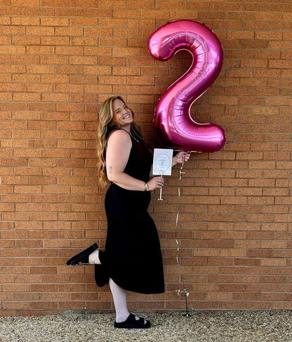 40 Inch Hot Pink Number 2 Balloon, 2nd Birthday Party Decorations | 40 Inch Hot - Image 3