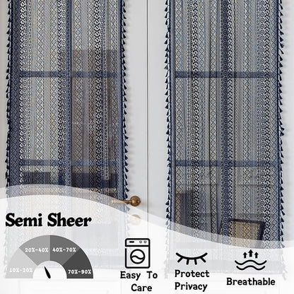 Sutuo Home Navy Blue French Door Curtains - Image 3