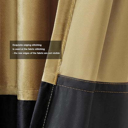 BULBUL Modern Gold Black Velvet Curtains Luxury 84 inch - Image 3