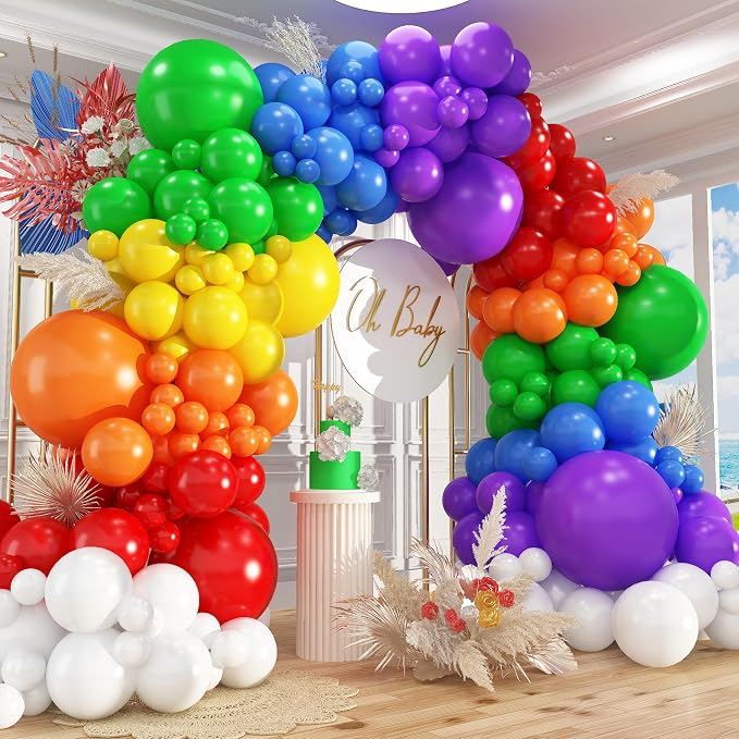 412pcs Rainbow Balloon Arch Kit Assorted Colors 18 12 10 5 Inch, Different by PAXILE