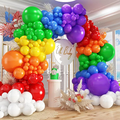 412pcs Rainbow Balloon Arch Kit Assorted Colors 18 12 10 5 Inch, Different by PAXILE