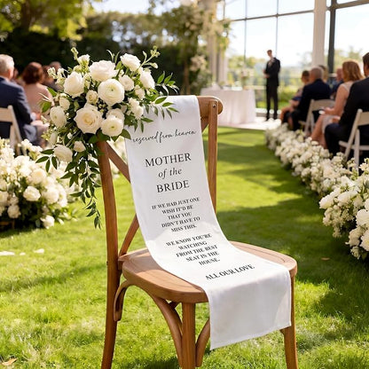 HunnmingRe Bride Mother Wedding Memorial Reserved Chair Sign Banner in Loving - Image 3