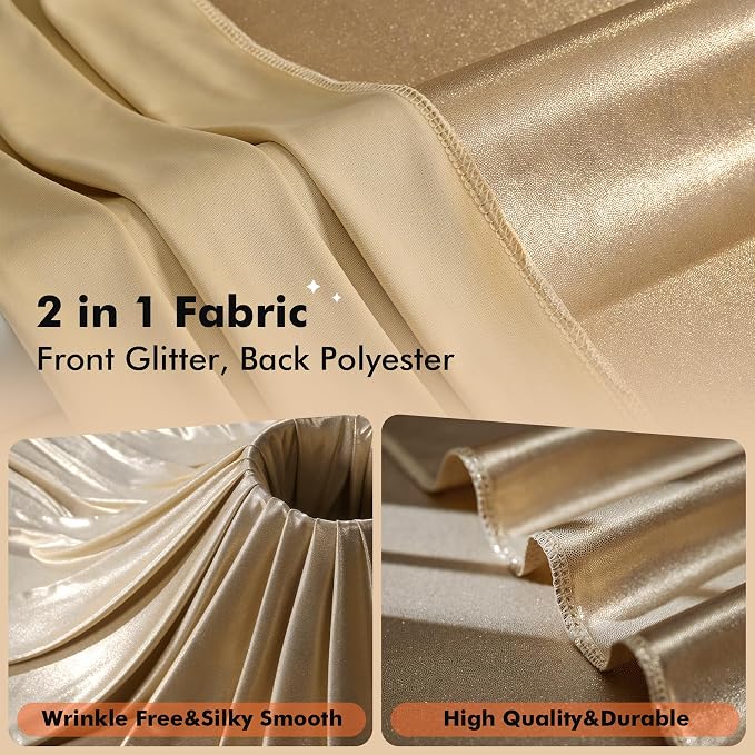 40ftx10ft Shimmer Champagne Sequin Backdrop Curtain - Image 2