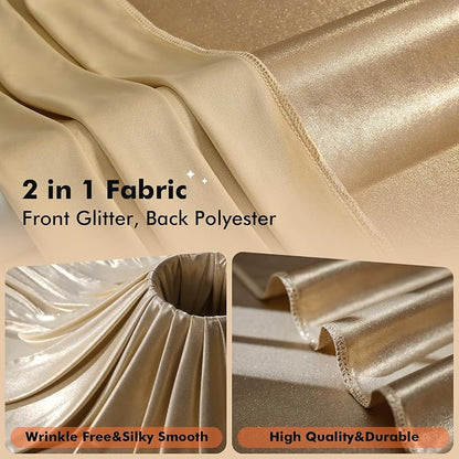40ftx10ft Shimmer Champagne Sequin Backdrop Curtain - Image 2