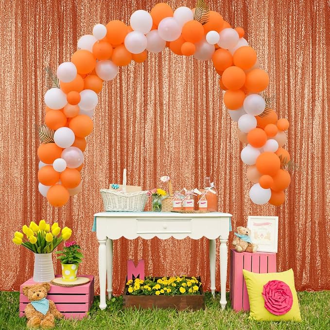 Sugargirl Orange Sequin Backdrop Curtain 6 Panels 2FTx8FT Glitter Orange - Image 7